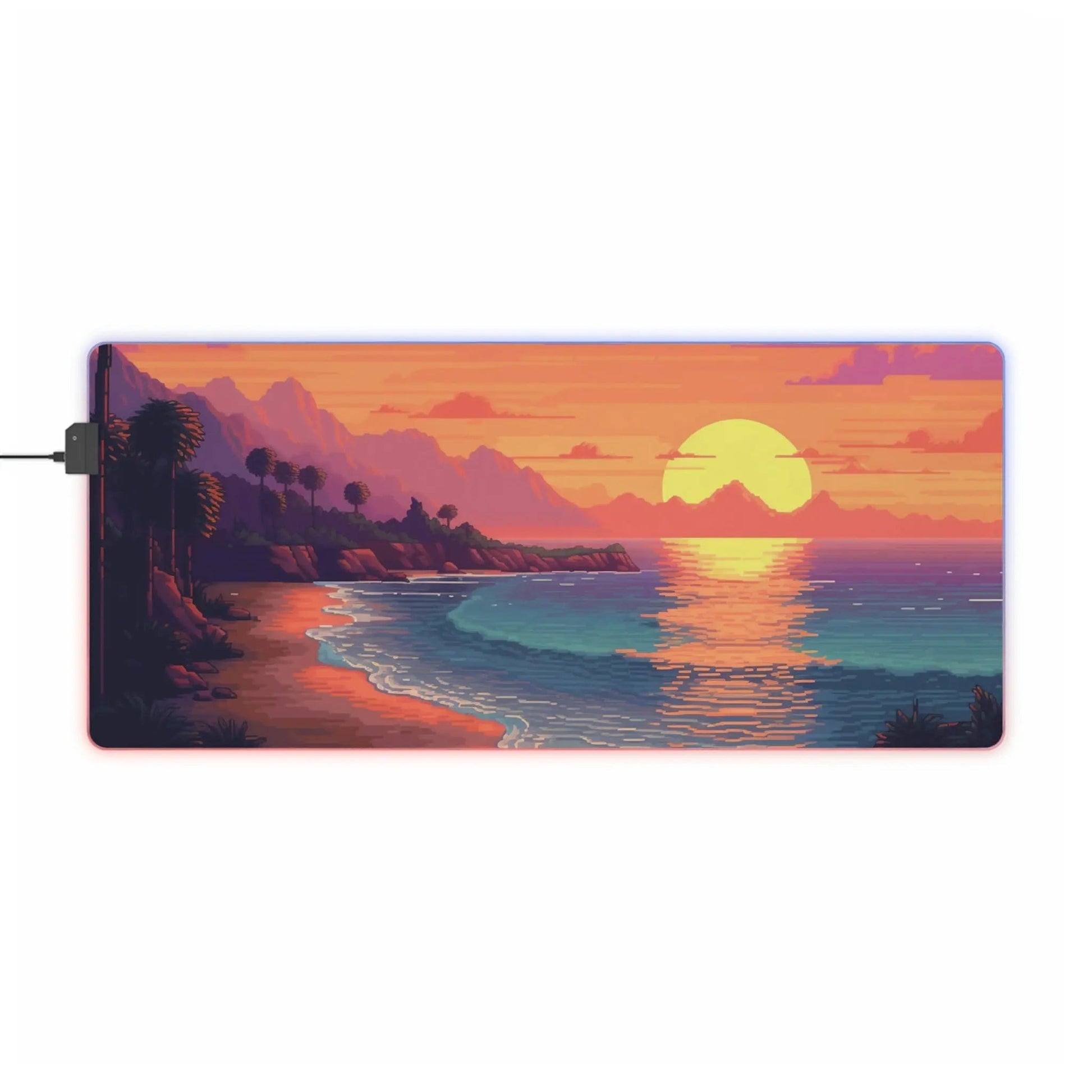 35.4 x 15.7 / Rectangle 22 Pixel Art Sunset Beach LED Gaming