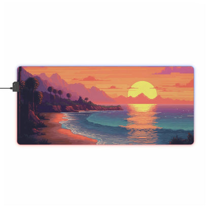 35.4 x 15.7 / Rectangle 22 Pixel Art Sunset Beach LED Gaming