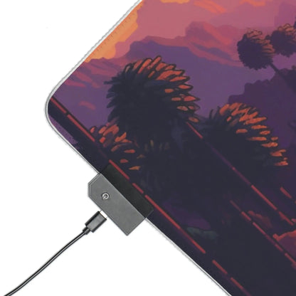 17 Pixel Art Sunset Beach LED Gaming Mouse Pad with 14