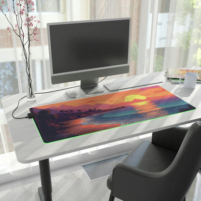 28 Pixel Art Sunset Beach LED Gaming Mouse Pad with 14