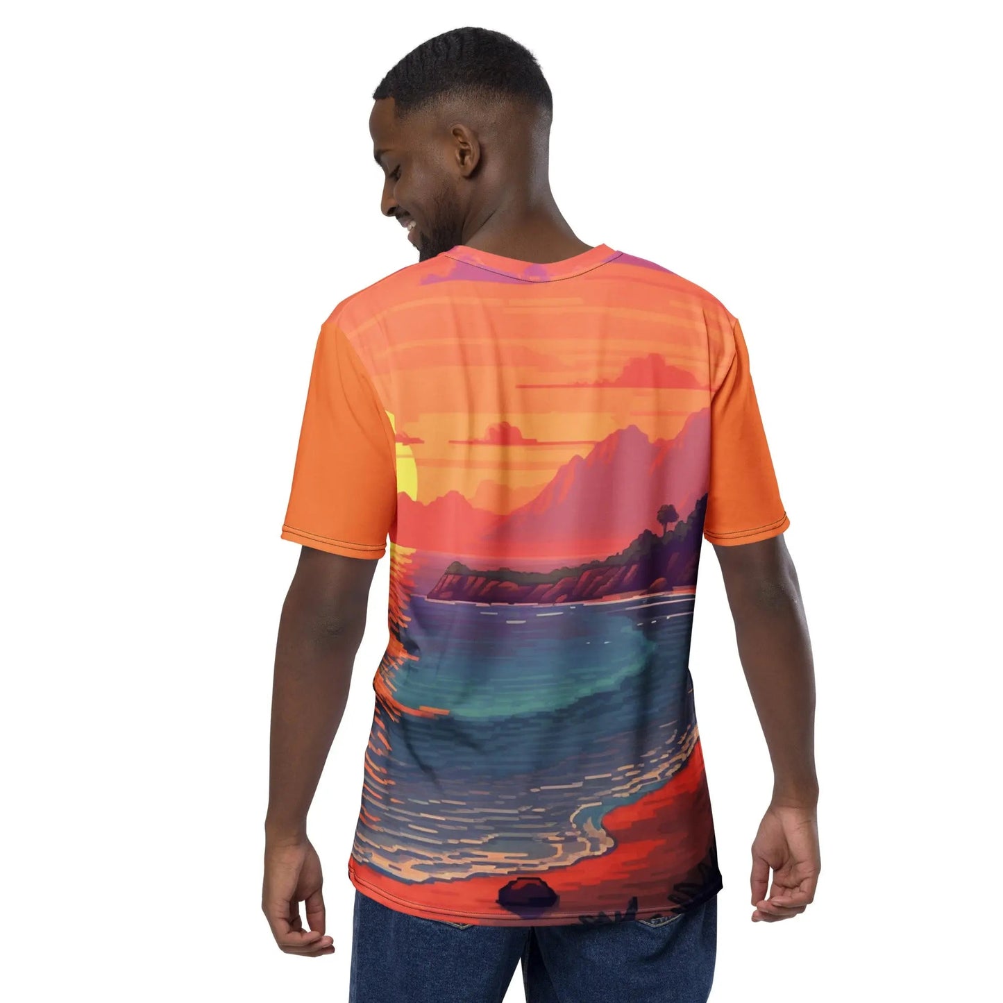 4 Pixel Art Sunset Beach Men’s t-shirt by Neduz Designs