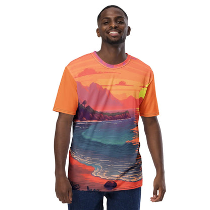 3 Pixel Art Sunset Beach Men’s t-shirt by Neduz Designs