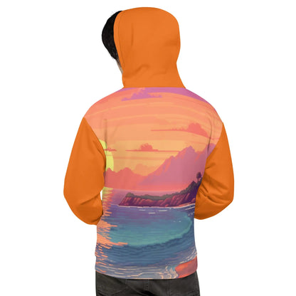 4 Pixel Art Sunset Beach Unisex Hoodie by Neduz Designs