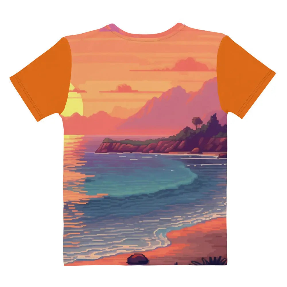 7 Pixel Art Sunset Beach Women’s T-shirt by Neduz Designs