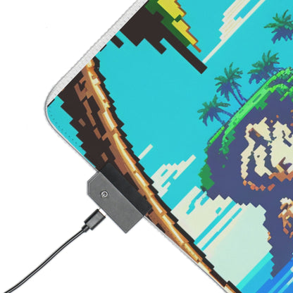 17 Pixel Art Tropical Beach LED Gaming Mouse Pad with 14