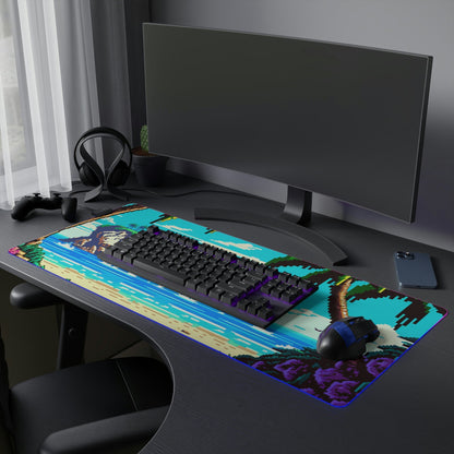 7 Pixel Art Tropical Beach LED Gaming Mouse Pad with 14
