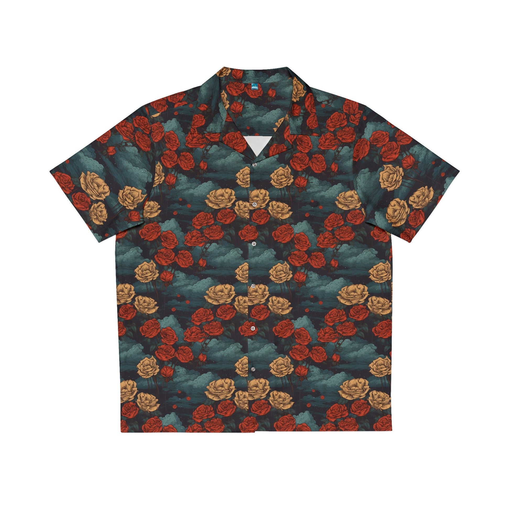 S / White 1 Rose Mix Men’s Hawaiian Shirt by Neduz Designs