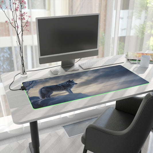35.4 x 15.7 / Rectangle 1 Snow Wolf LED Gaming Mouse Pad