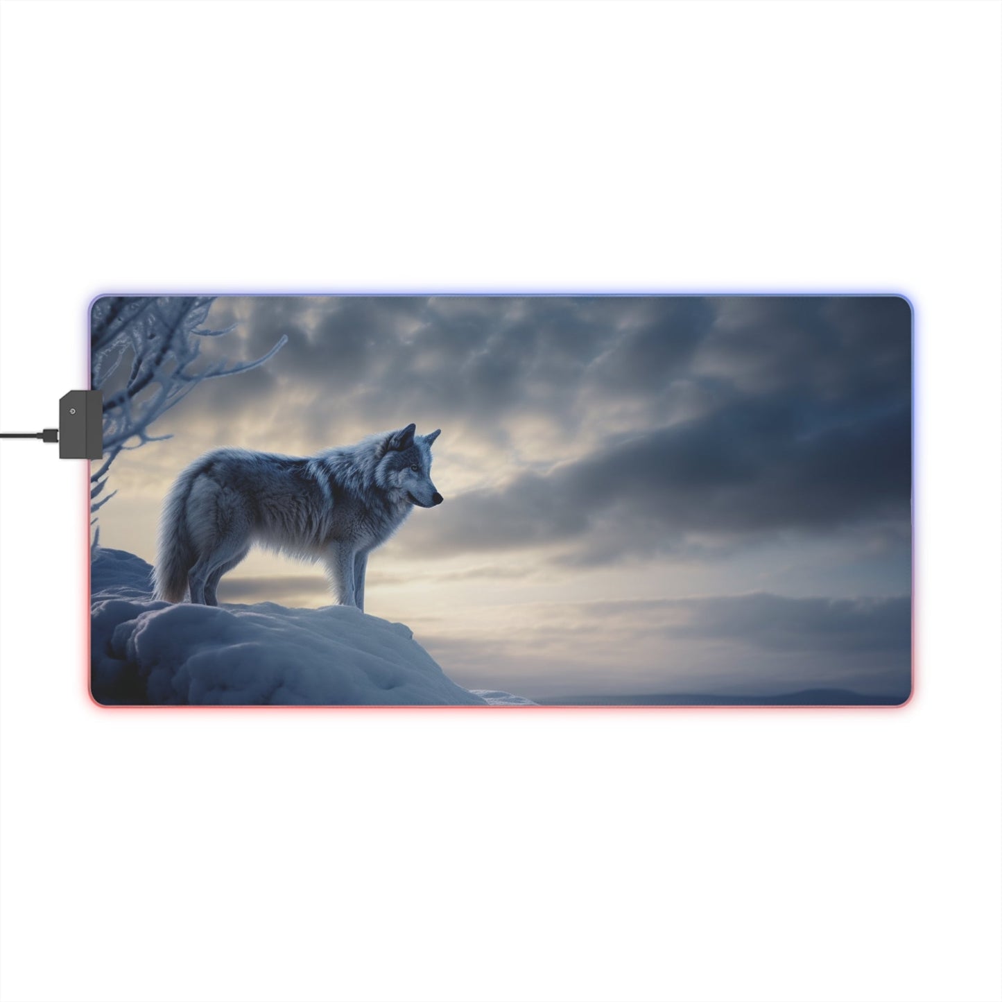 11 Snow Wolf LED Gaming Mouse Pad with 14 Different Light