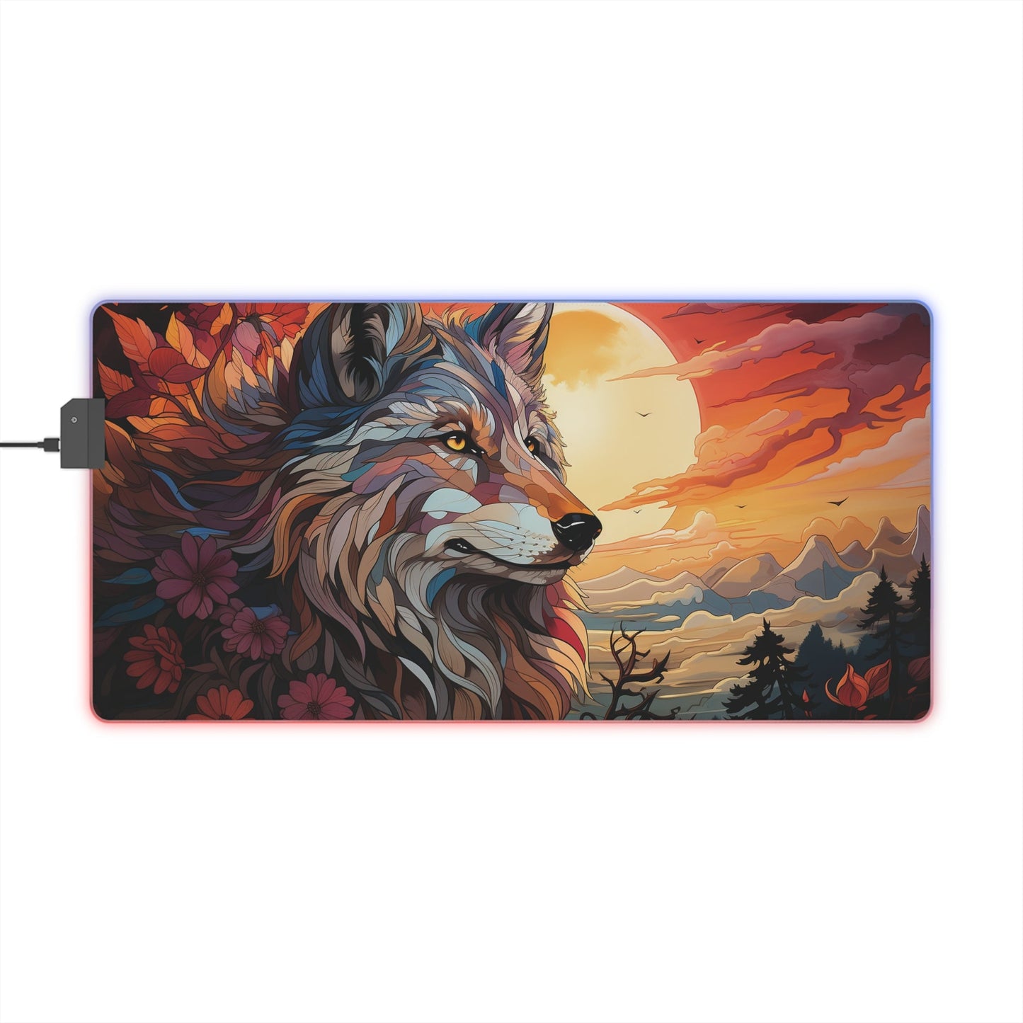 23.6 x 11.8 / Rectangle 2 Sun Wolf LED Gaming Mouse Pad