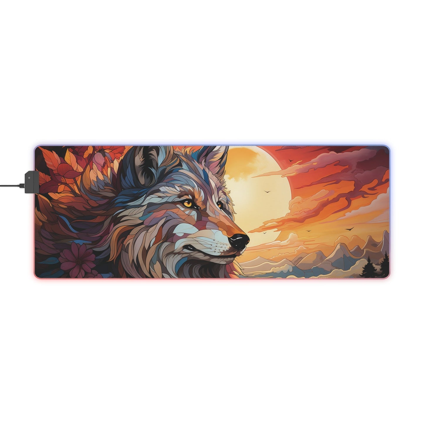 31.5 x 11.8 / Rectangle 4 Sun Wolf LED Gaming Mouse Pad
