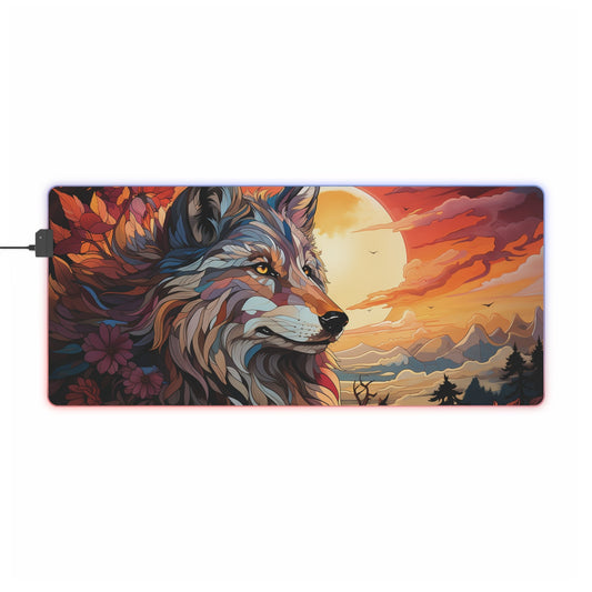 35.4 x 15.7 / Rectangle 1 Sun Wolf LED Gaming Mouse Pad