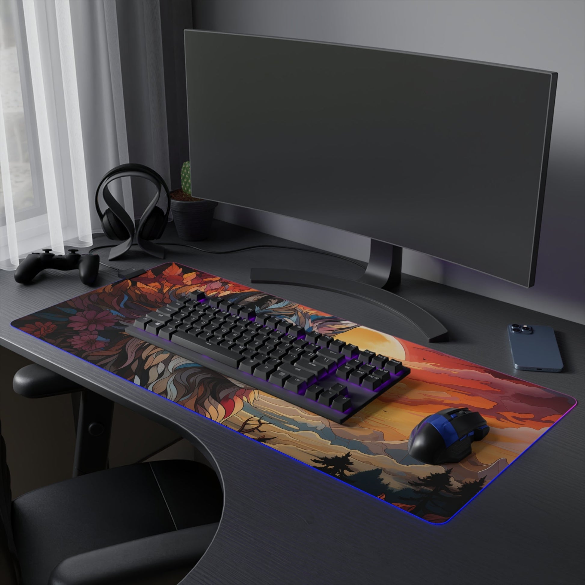 9 Sun Wolf LED Gaming Mouse Pad with 14 Different Light