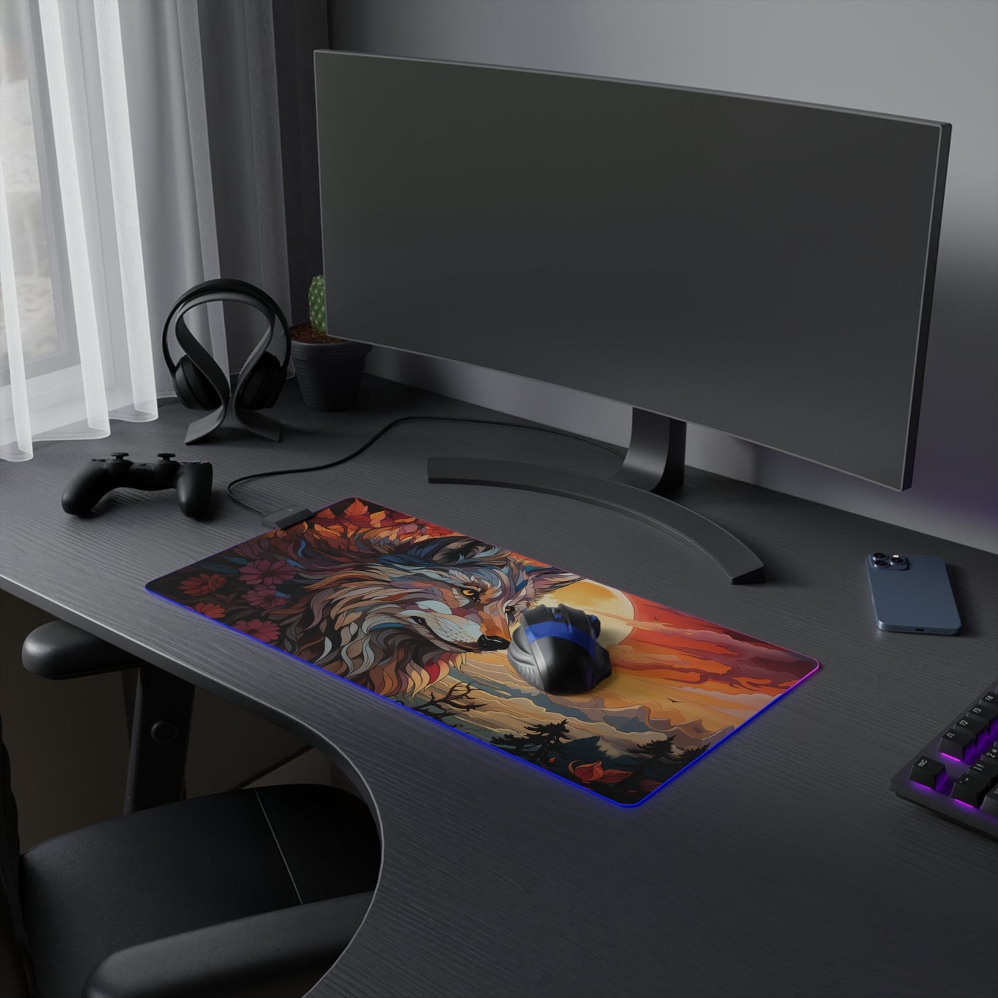 15 Sun Wolf LED Gaming Mouse Pad with 14 Different Light