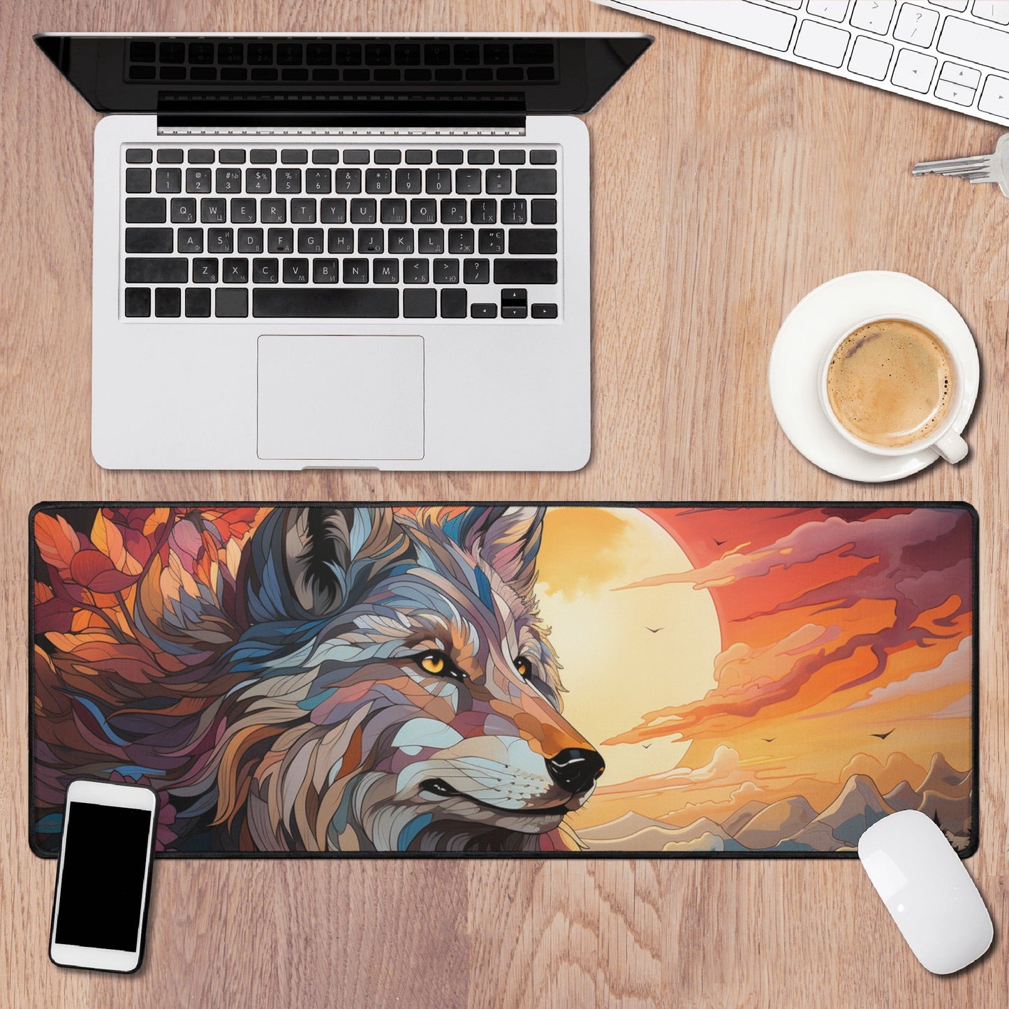 4 Sun Wolf Mouse Mat by Neduz Designs