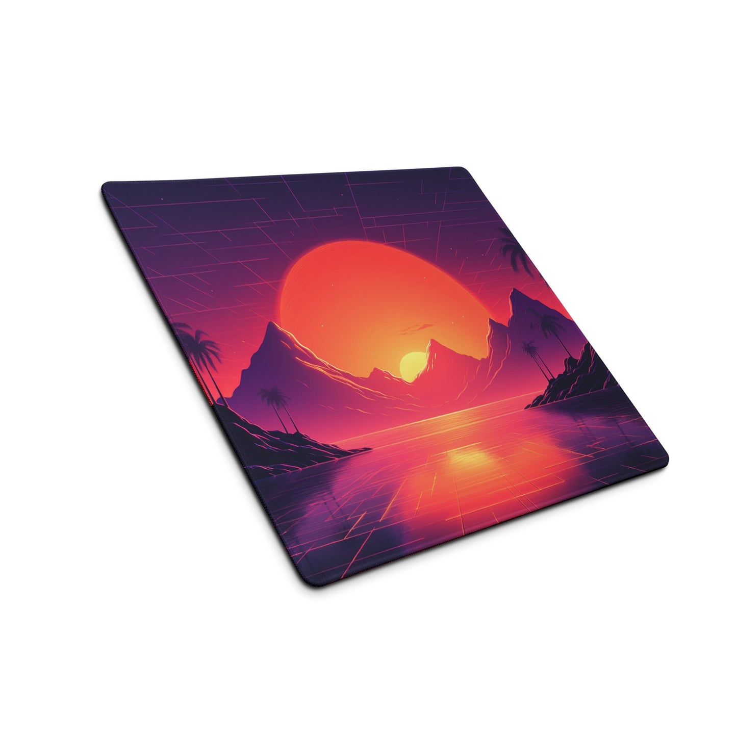 18″×16″ 2 Synthwave Sunset Gaming mouse pad by Neduz Designs
