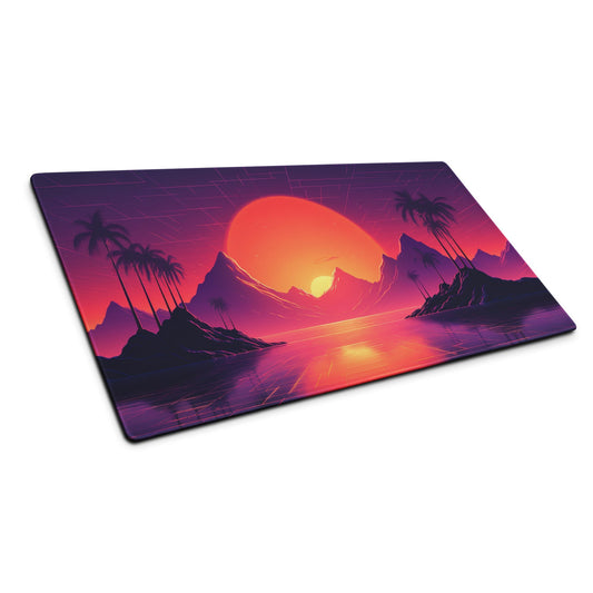 36″×18″ 1 Synthwave Sunset Gaming mouse pad by Neduz Designs