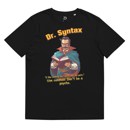Neduz 'Use Commas' Organic Cotton Tee - Dr. Syntax Collection for Grammar Enthusiasts