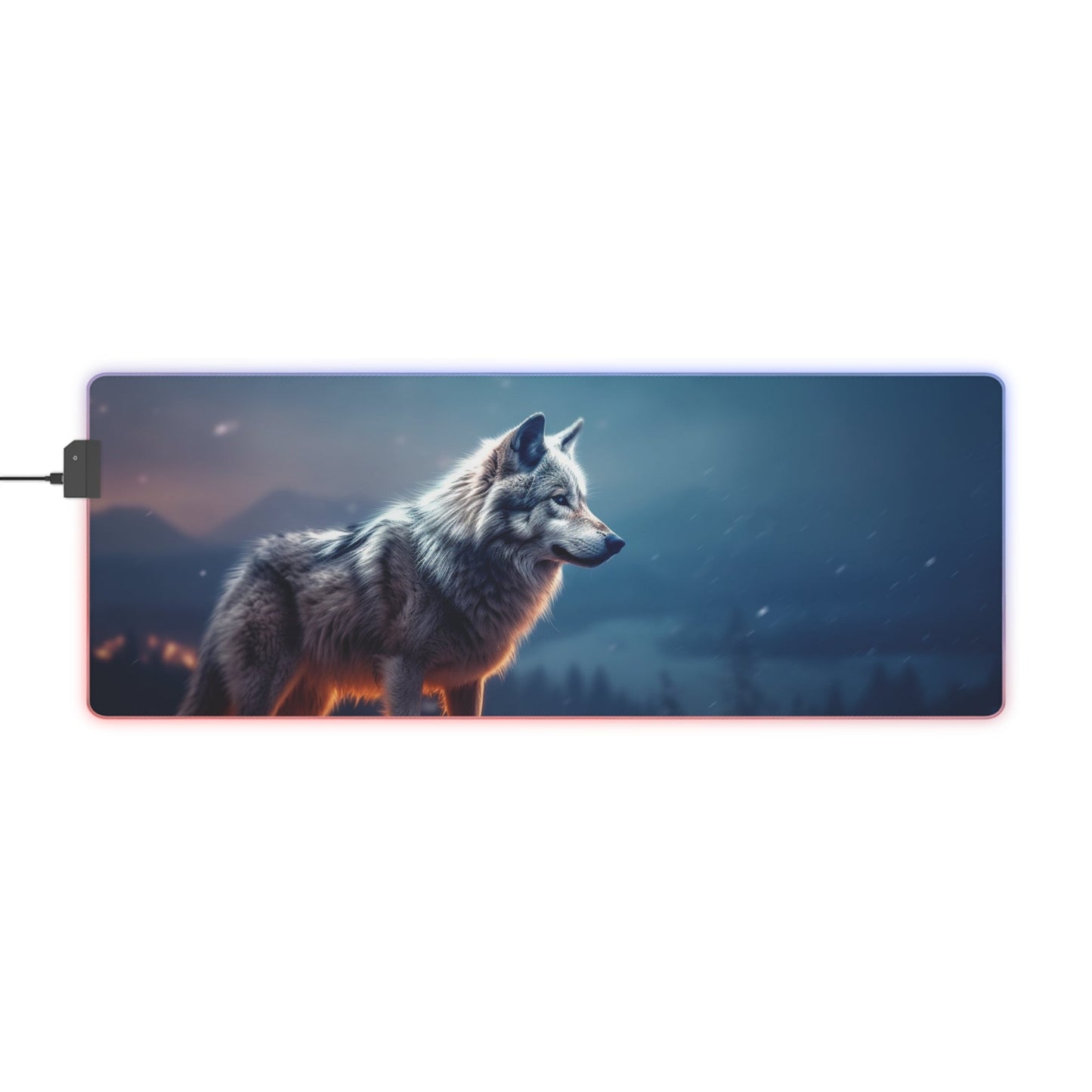 31.5 x 11.8 / Rectangle 3 Wolf Glow LED Gaming Mouse Pad
