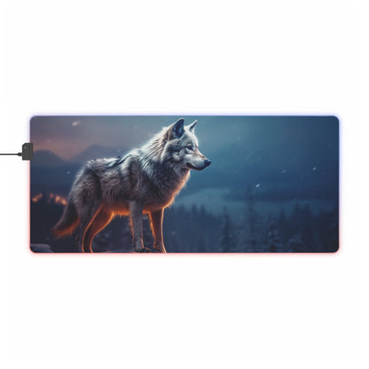 35.4 x 15.7 / Rectangle 4 Wolf Glow LED Gaming Mouse Pad