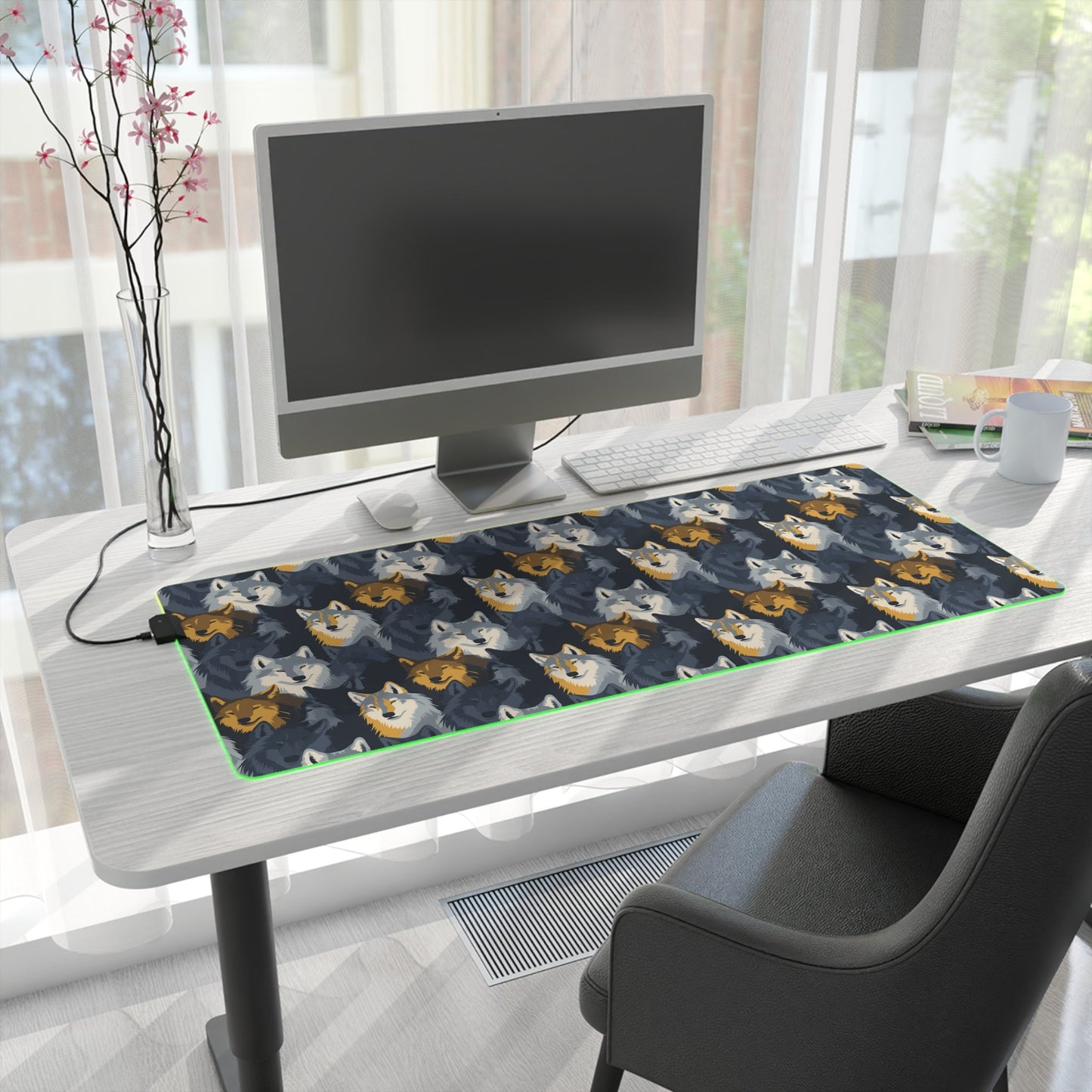 28 Yellow Wolves LED Gaming Mouse Pad with 14 Different