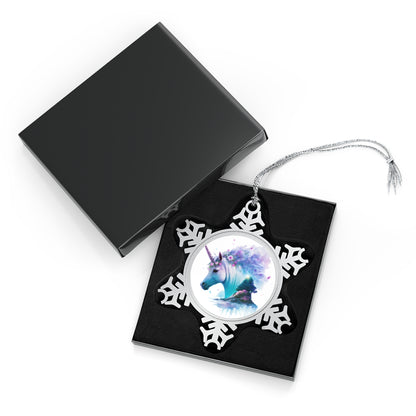 Neduz Designs Exposed Animals Dream Unicorn Pewter Snowflake Ornament