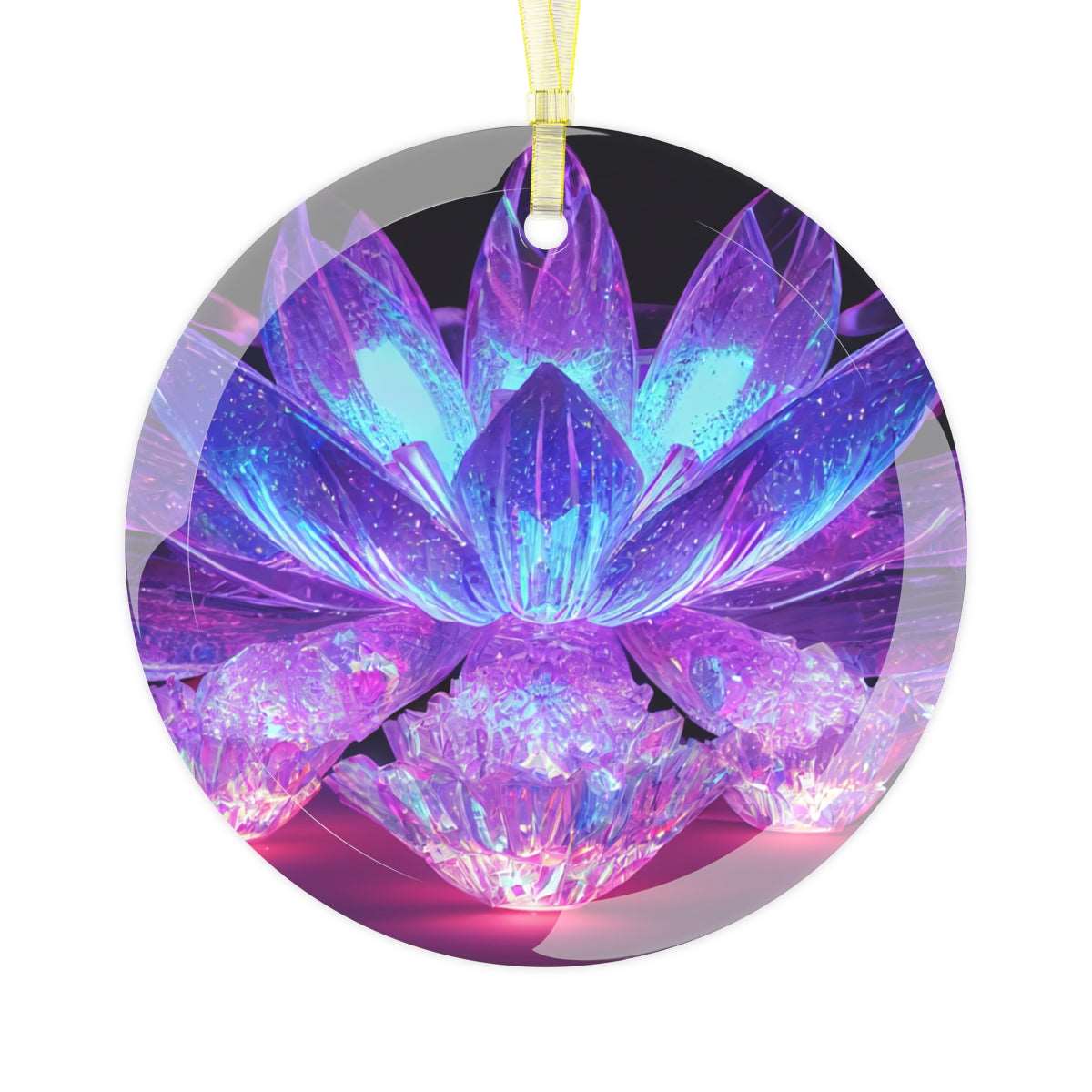 Artified Crystal Lotus Glass Ornament