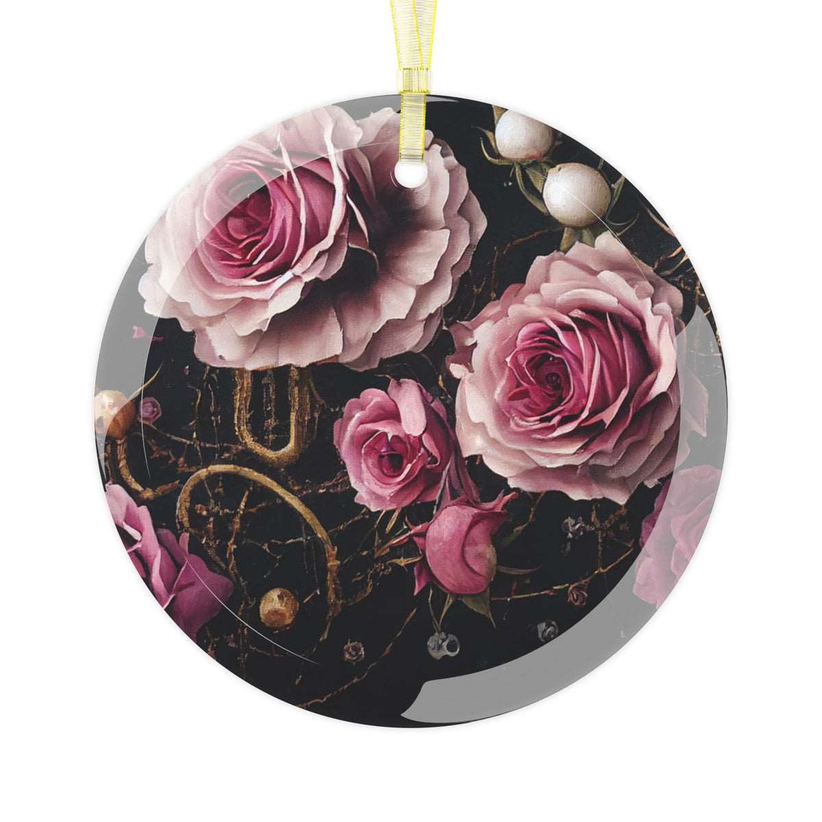 Artified Roses aren't Red Glass Ornament