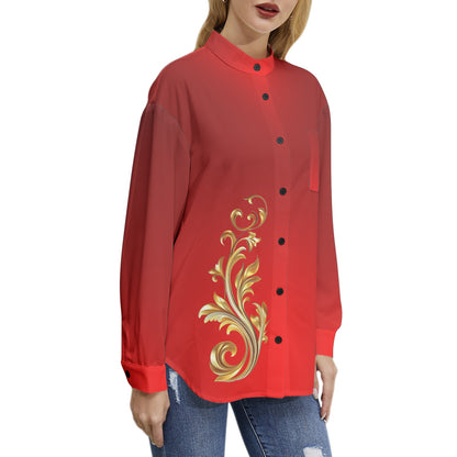 Neduz Lunar New Year 2024 Long Sleeve Button Up Casual Shirt Top