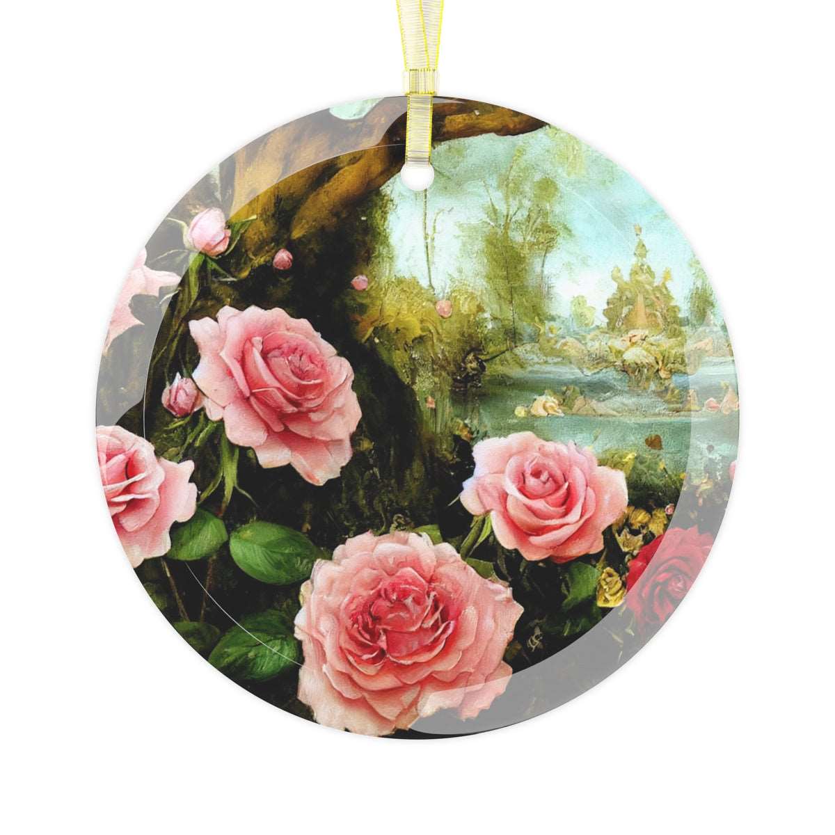 Artified Rose Garden Glass Ornament