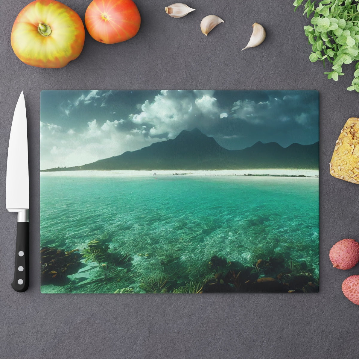 Landscape Tropical Sunlit Beach Cutting Board