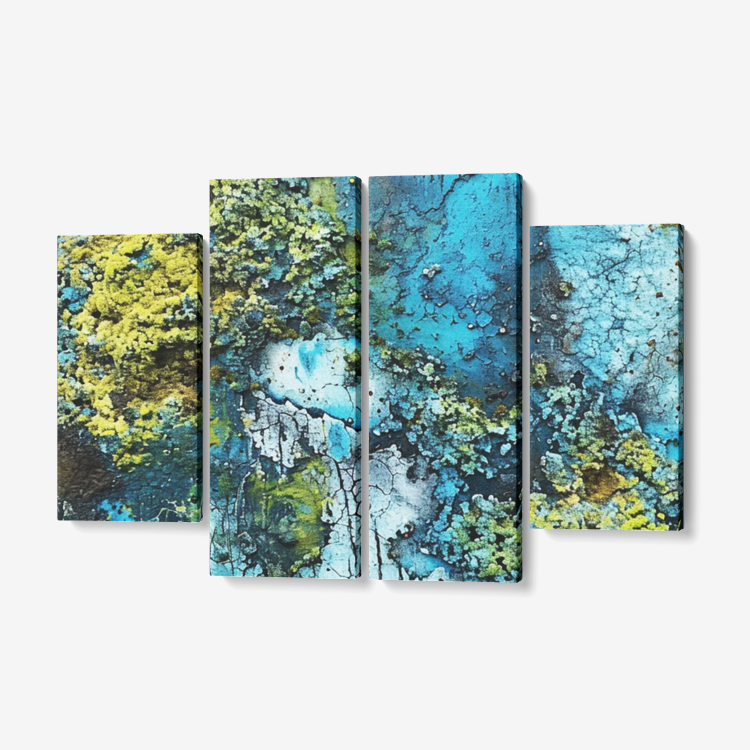 Neduz Tropical Waters & Coral Fields - 4 Piece Canvas Wall Art Set, Blue & Green, Framed & Ready to Hang