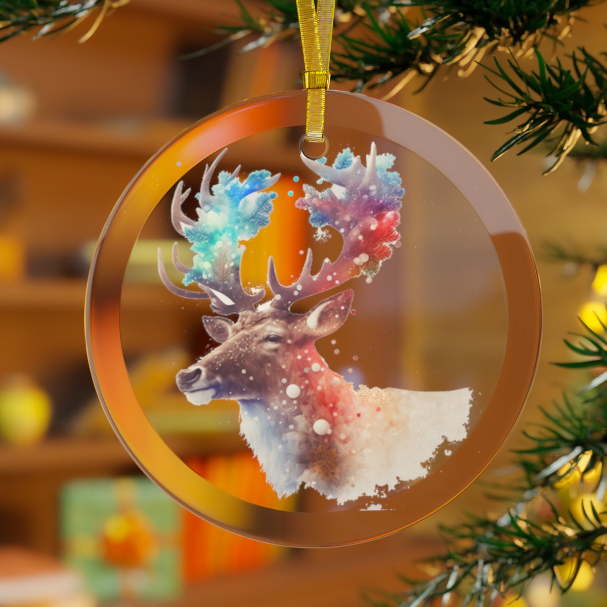 Neduz Designs Exposed Christmas Holidays Reindeer Glass Ornament
