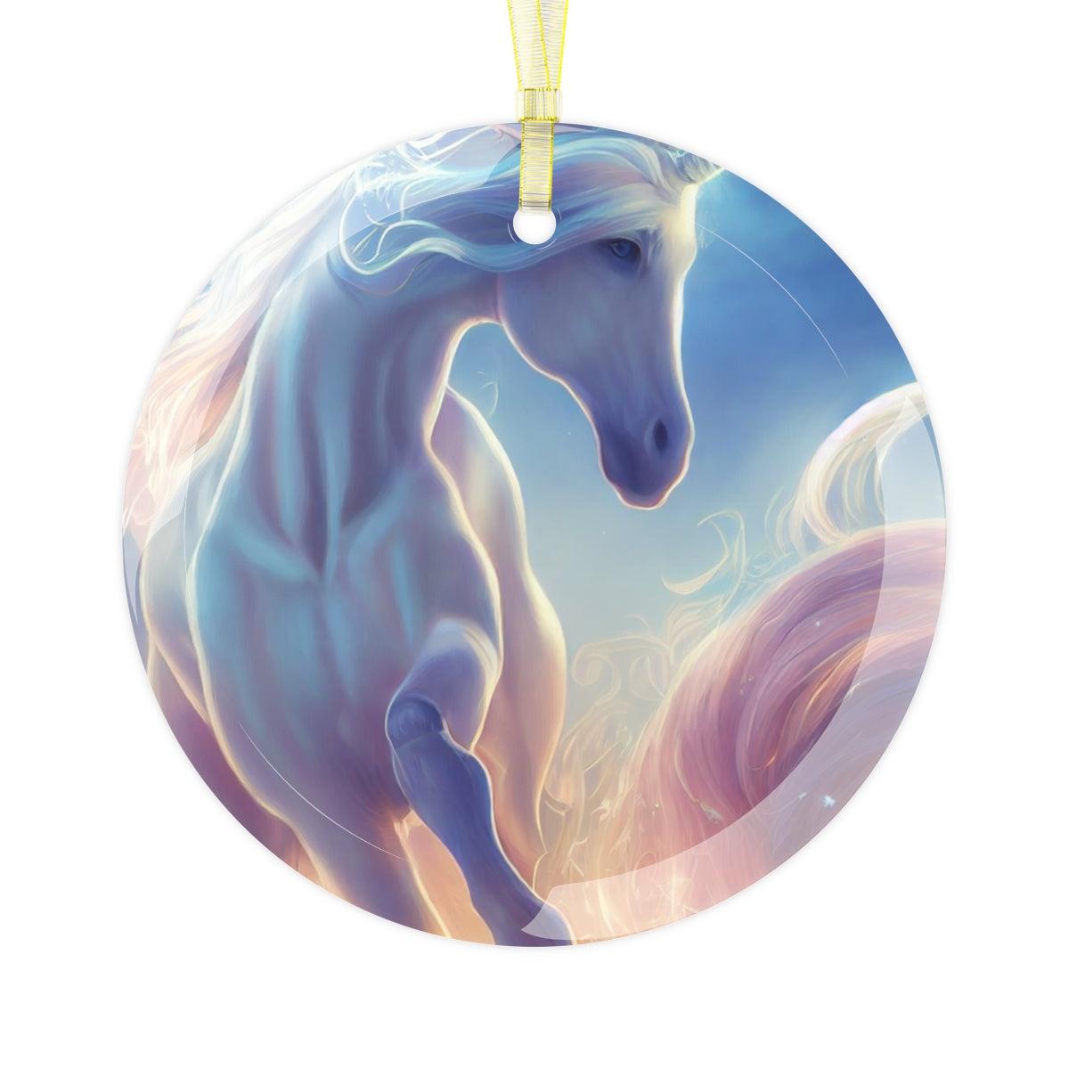 Animals Unicorn Glass Ornament - Image #1