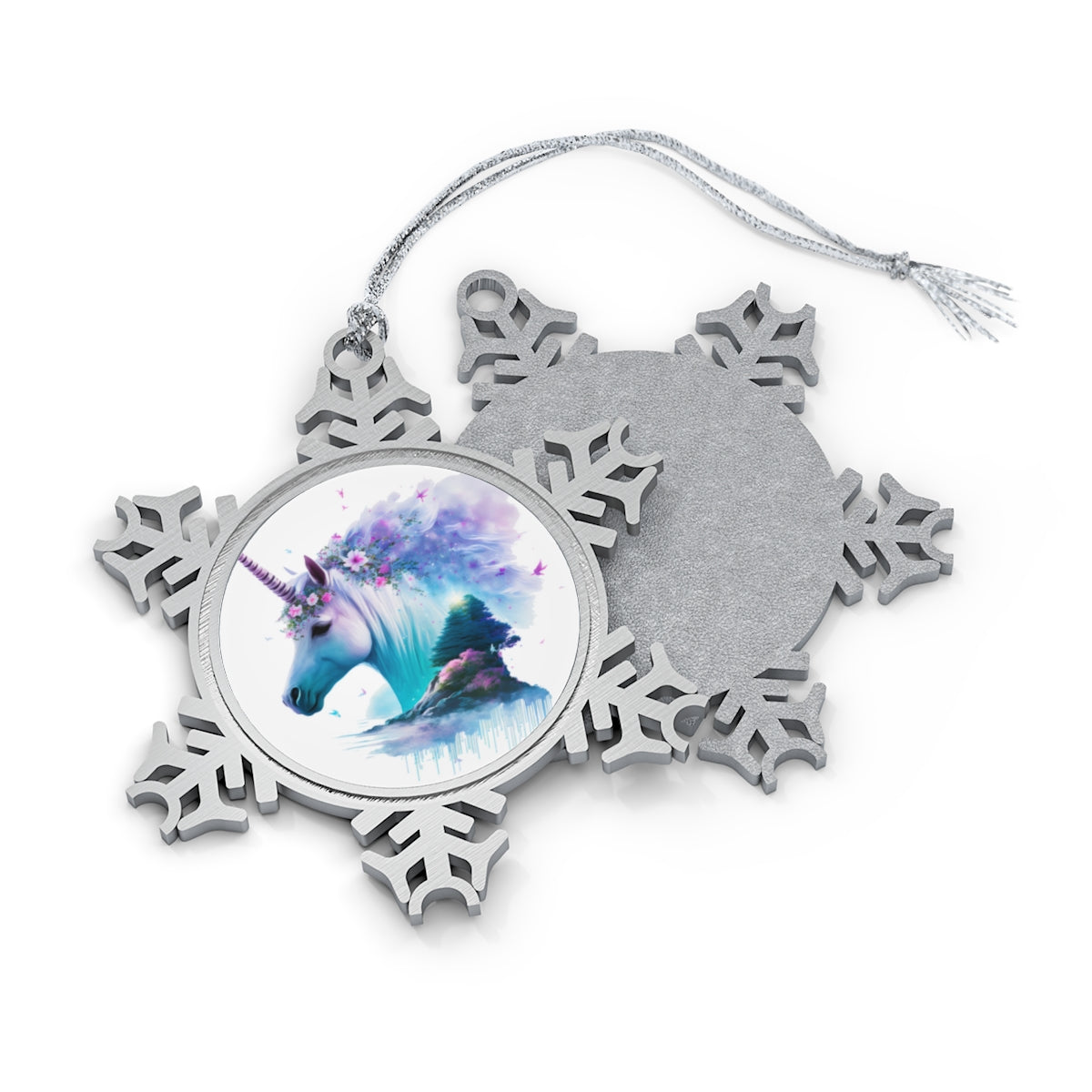 Neduz Designs Exposed Animals Dream Unicorn Pewter Snowflake Ornament