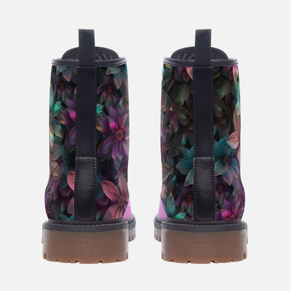 Neduz Purple Floral Casual Leather Boots - Lightweight, Comfortable, with Artistic Nuances