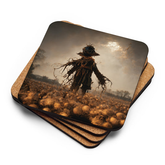 Neduz Designs Halloween Scarecrow in the field Single Piece Premium Cork-back coaster