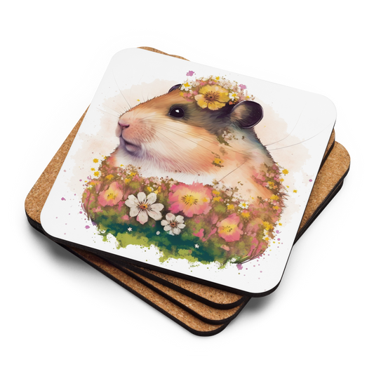 Neduz Designs Exposed Animals Hamster Single Piece Premium Cork-back coaster