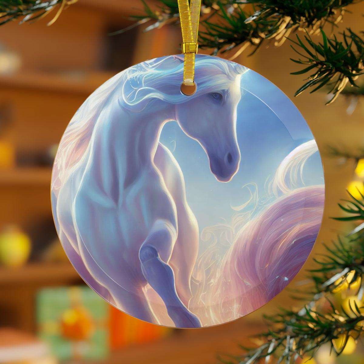 Animals Unicorn Glass Ornament - Image #3