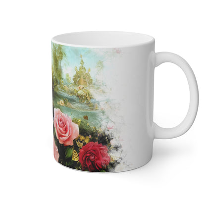 Artified Rose Garden White Mug, 11oz