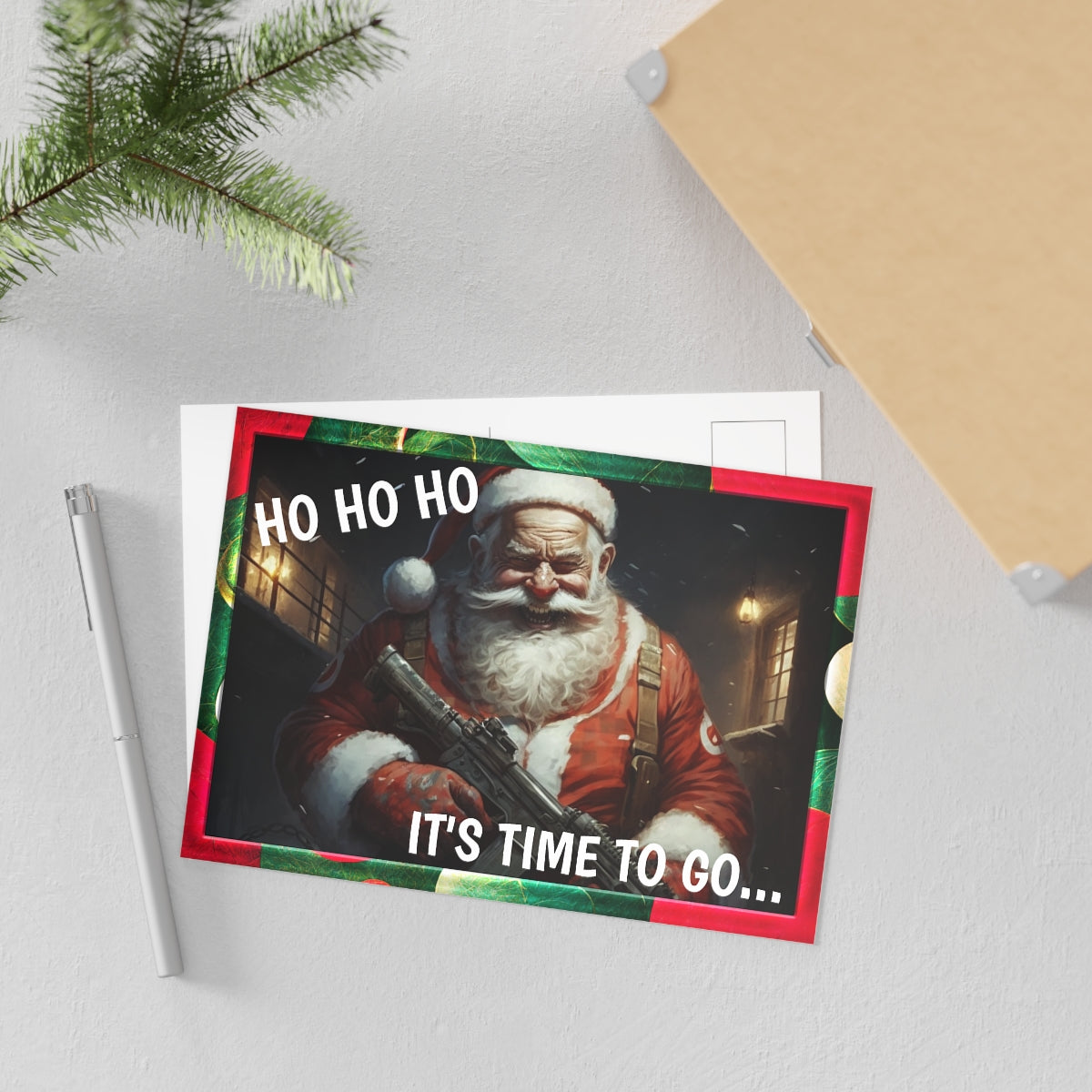 Fine Art Postcards Holiday Cards Merry Christmas Crazy Santa Neduz Designs