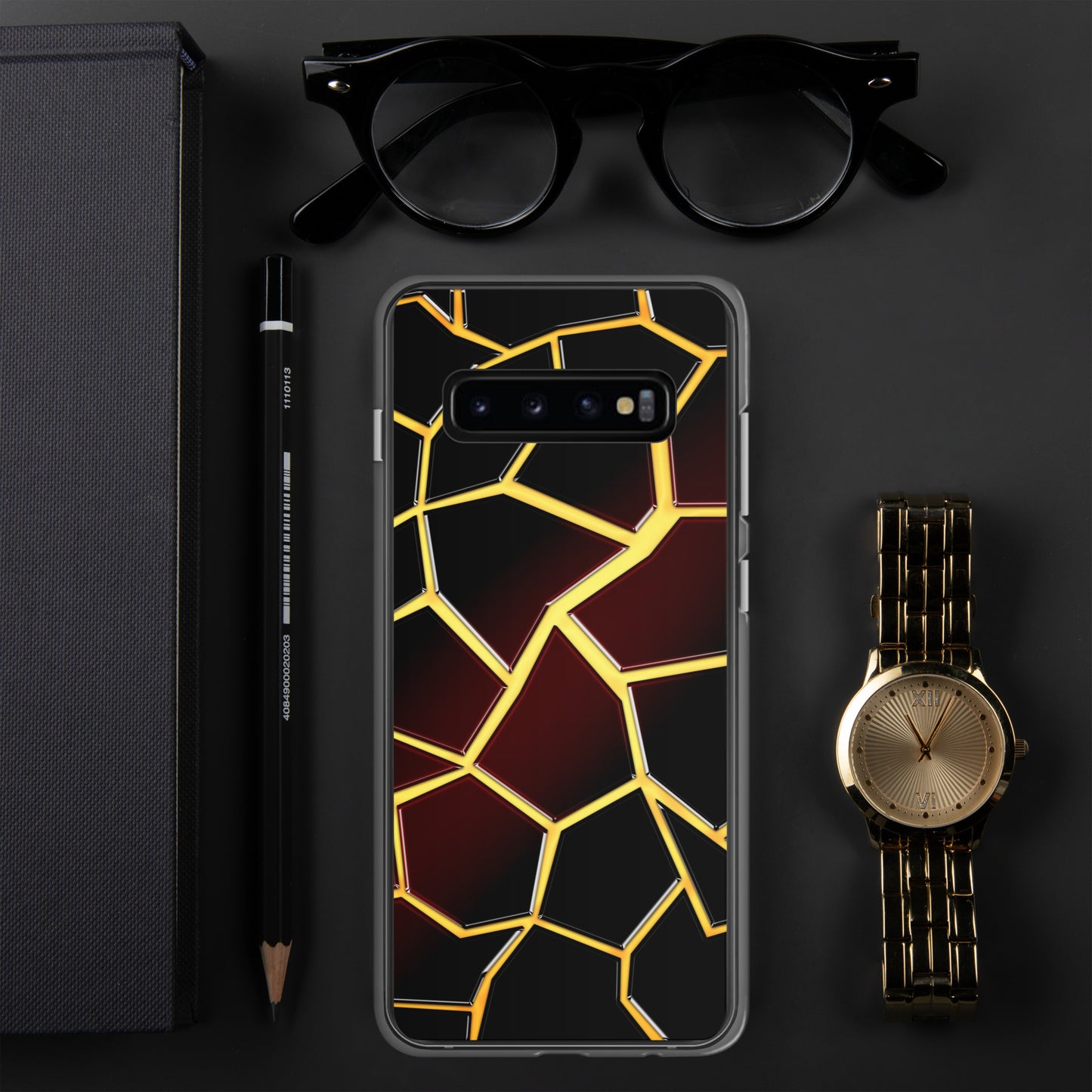 Neduz Designs Incept Fire Cracks Obsidian Samsung Clear Case