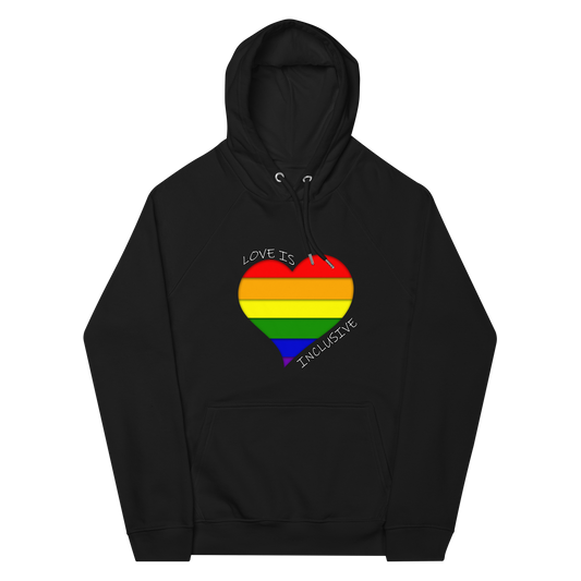 Unisex eko raglan kapşonlu Inclusive Love Pride Hoodie Neduz Designs