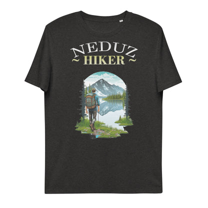 Unisex organic cotton t-shirt Lake Hiking Neduz Designs Hiker