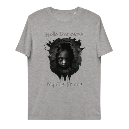 Organik pamuklu unisex tişört Hello Darkness