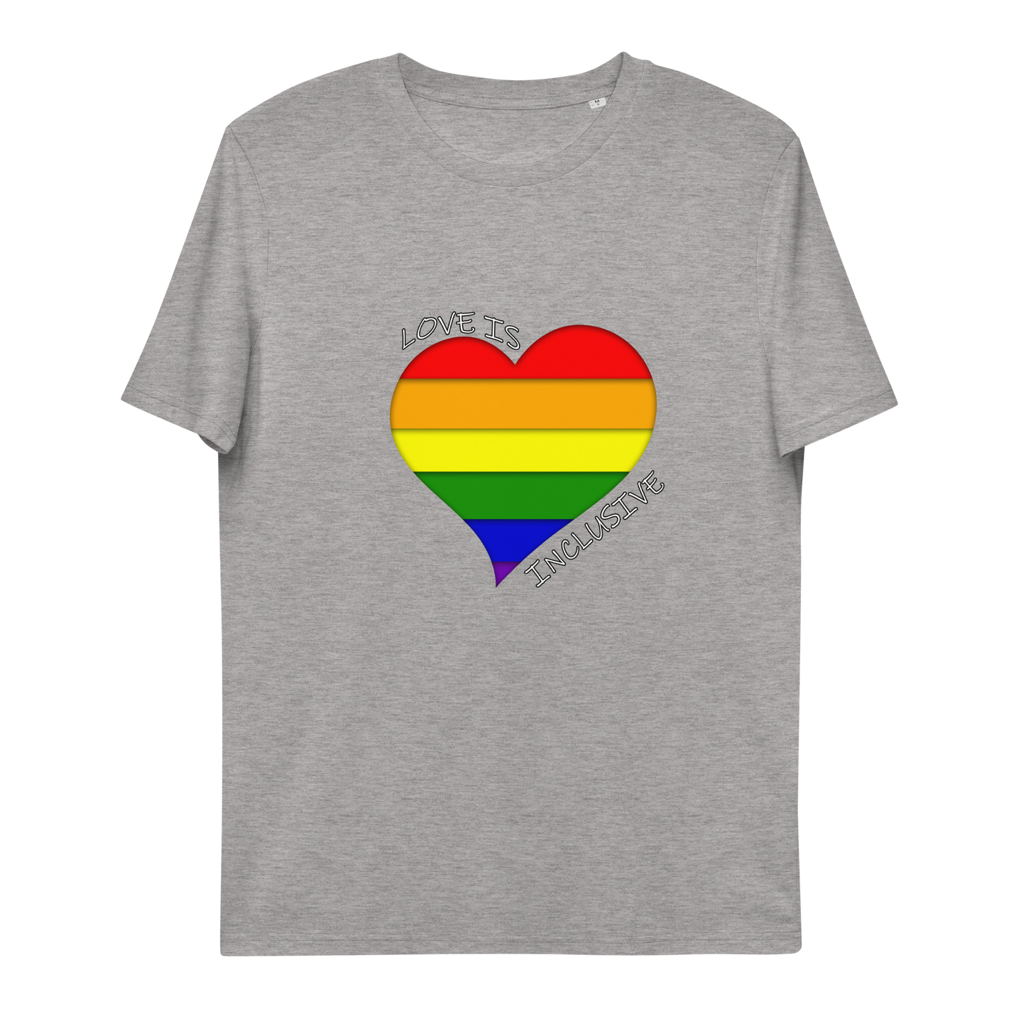 Pride Rainbow Unisex organic cotton t-shirt Love Is Inclusive Neduz Designs