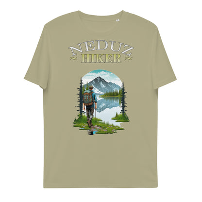 Unisex organic cotton t-shirt Lake Hiking Neduz Designs Hiker