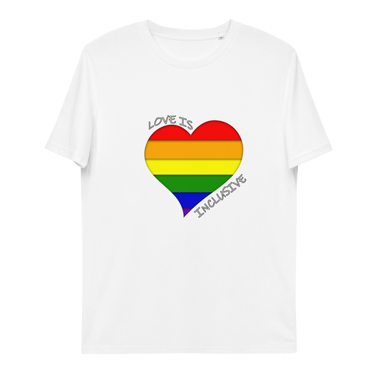 Pride Rainbow Unisex organic cotton t-shirt Love Is Inclusive Neduz Designs